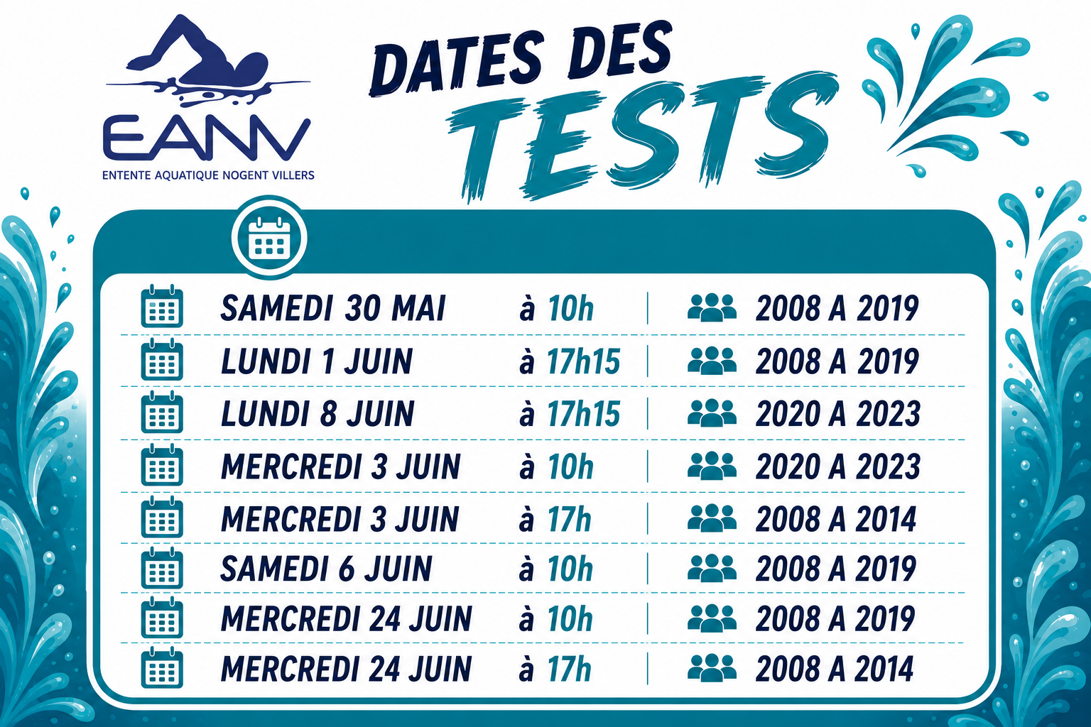 Tests d'entrée 2026-2027